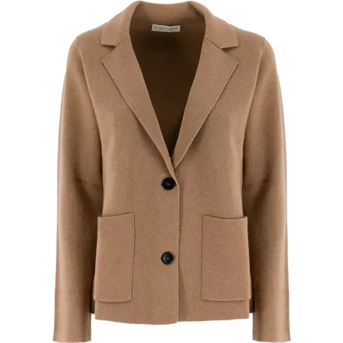 Elegant Knitted Blazer with Lapel Collar , female, Sizes: M, L, XL, S - Le Tricot Perugia - Modalova