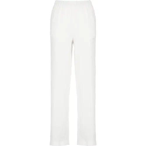 Linen Pants Elastic Waist Pockets , female, Sizes: M, 2XS, XS - Fabiana Filippi - Modalova