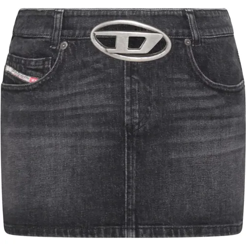 Schwarzer Denimrock Stretch Design - Diesel - Modalova