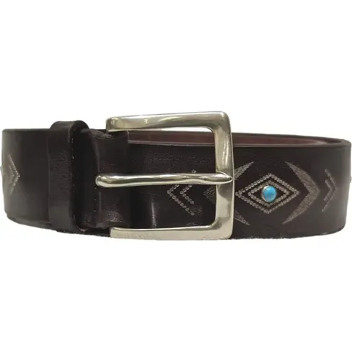 Leather Belt with Turquoise Accents , male, Sizes: 95 CM, 100 CM - Orciani - Modalova