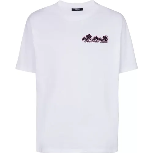 Club Signature bedrucktes T-Shirt , Herren, Größe: 2XS - Balmain - Modalova