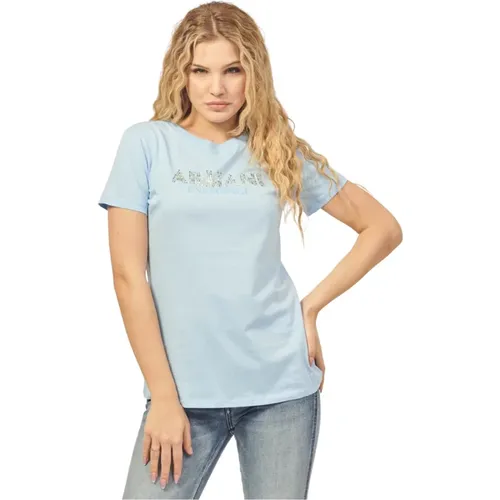 Cotton Logo Print T-shirt , female, Sizes: M - Armani Exchange - Modalova