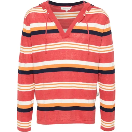 Striped V-Neck Knitwear Sweatshirt , male, Sizes: M, S - Maison Kitsuné - Modalova