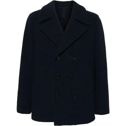 Navy Wool Blend Coat , male, Sizes: L - Harris Wharf London - Modalova