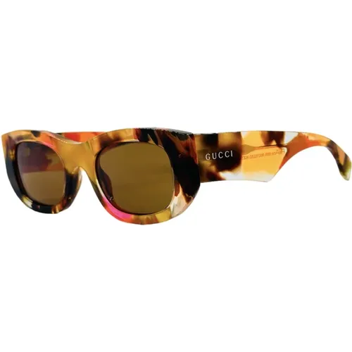 Oval Sunglasses with Marbled Effect , female, Sizes: ONE SIZE - Gucci - Modalova