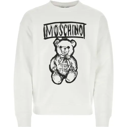 Weiße Baumwoll-Sweatshirt , Herren, Größe: M - Moschino - Modalova