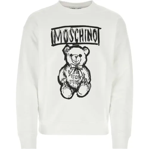 Weiße Baumwoll-Sweatshirt , Herren, Größe: L - Moschino - Modalova