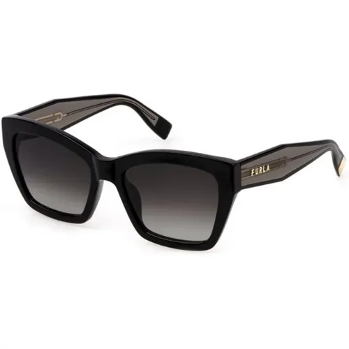 Schwarze Sonnenbrille Rauchgradientlinse - Furla - Modalova