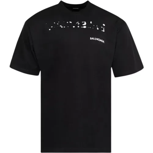 Handgezeichnetes Logo T-Shirt aus reiner Baumwolle , Herren, Größe: 2XS - Balenciaga - Modalova