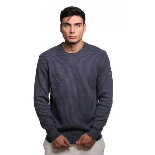 Blauer Rippstrickpullover Diver 01 , Herren, Größe: 2XL - Peuterey - Modalova