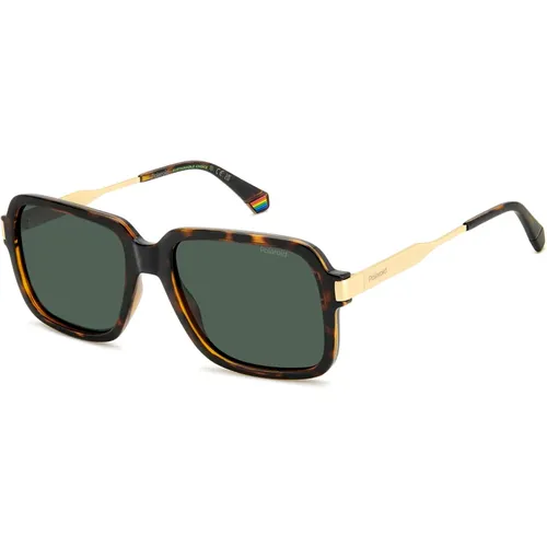 Classic Sunglasses in Dark Havana/Green , male, Sizes: 56 MM - Polaroid - Modalova
