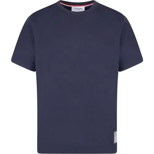 Blaues T-Shirt mit Rundhalsausschnitt , Herren, Größe: S - Thom Browne - Modalova