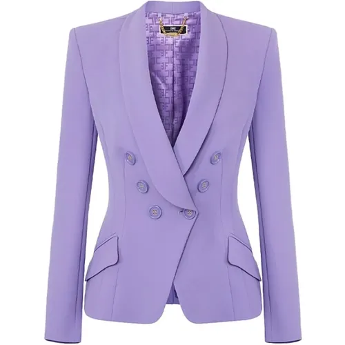 Doppelreihiger Blazer in Iris Crêpe , Damen, Größe: XS - Elisabetta Franchi - Modalova