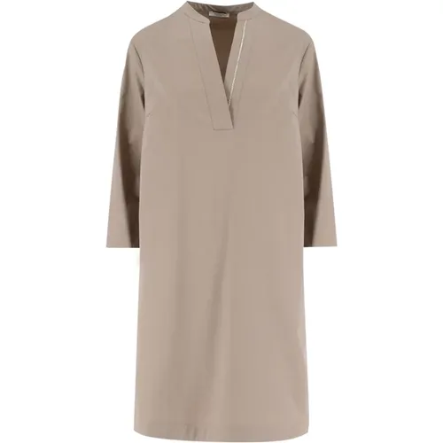 Mandarin Collar Midi Dress , female, Sizes: M, S, XL - PESERICO - Modalova