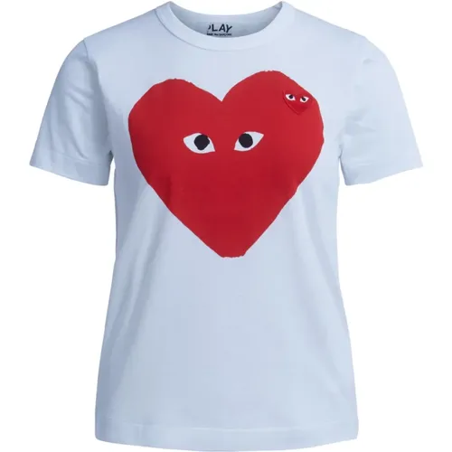 Damen T-Shirt mit rotem Herzprint - Comme des Garçons Play - Modalova