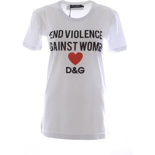 Support Women`s Rights T-shirt , female, Sizes: XS, 2XS - Dolce & Gabbana - Modalova