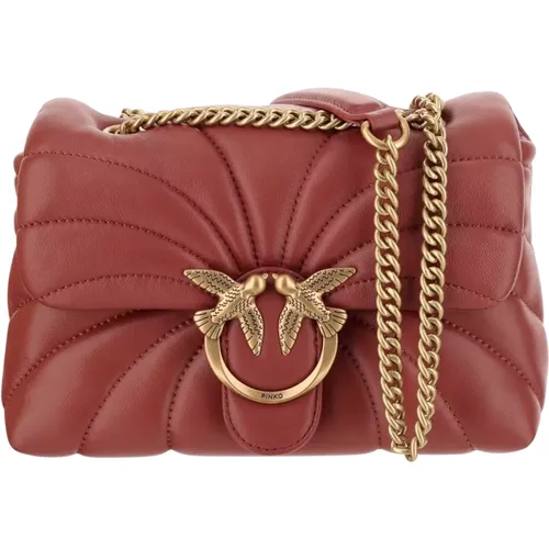 Quilted Leather Shoulder Bag with Love Birds Buckle , female, Sizes: ONE SIZE - pinko - Modalova