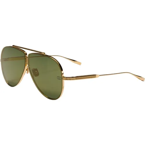 White Gold/G- Gold Sunglasses , unisex, Sizes: 64 MM - Valentino - Modalova