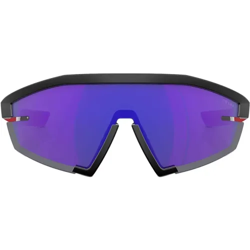 Sporty Sunglasses with Blue Mirrored Lenses , unisex, Sizes: ONE SIZE - Prada - Modalova