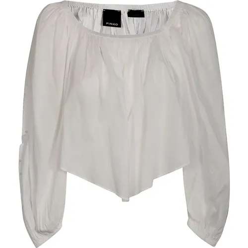 Broderie Anglaise Puff Sleeve Shirt , female, Sizes: XS, 2XS, S, M - pinko - Modalova