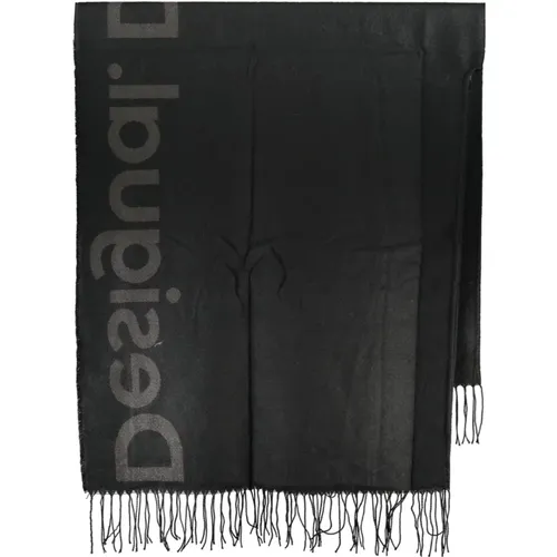 Schwarzer Poncho mit Kontrastdetails - Desigual - Modalova