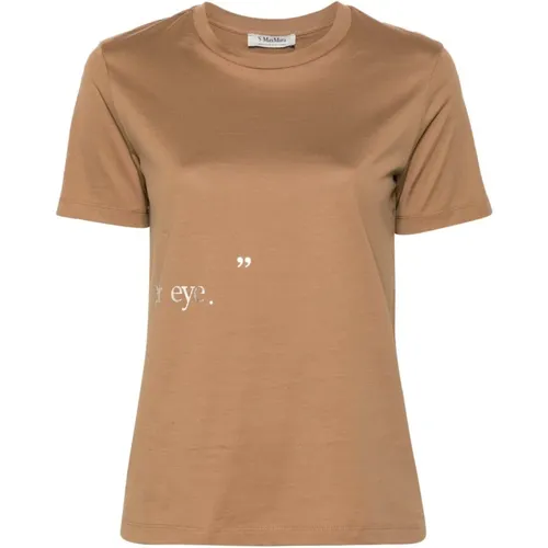 Baumwoll-T-Shirt mit Logodruck , Damen, Größe: XS - Max Mara - Modalova