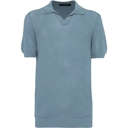 Italienisches Polo-Shirt aus Mesh-Effekt Baumwolle , Herren, Größe: M - Tagliatore - Modalova