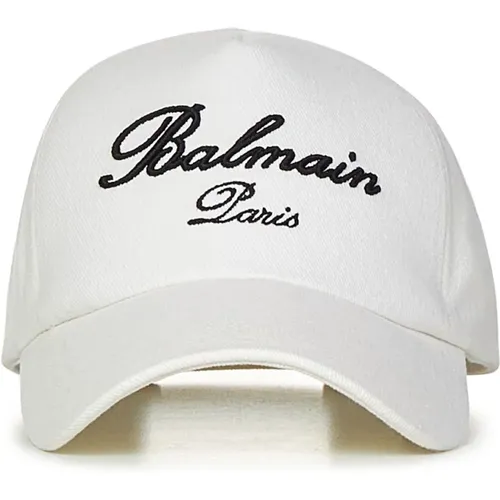 Cotton Hat with Logo Embroidery , male, Sizes: ONE SIZE - Balmain - Modalova