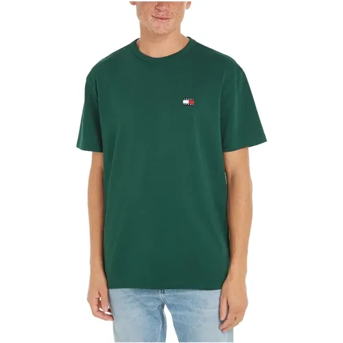Regenerative Cotton Badge T-Shirt , male, Sizes: XL, L, M, S - Tommy Jeans - Modalova