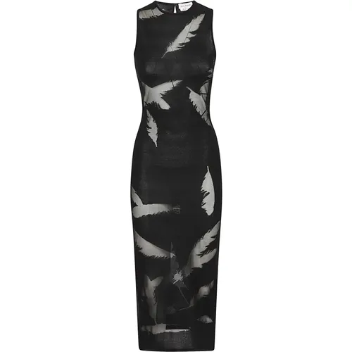 Sheath Dress with Feather Detail , female, Sizes: XS - alexander mcqueen - Modalova