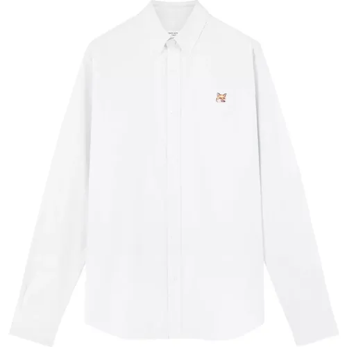 Button-Down Collar Shirt , male, Sizes: L, M, XL - Maison Kitsuné - Modalova