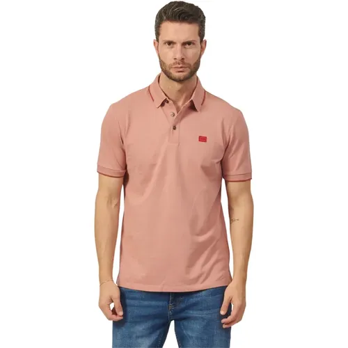 Herren Polo Shirt mit Roter Logo , Herren, Größe: L - Hugo Boss - Modalova