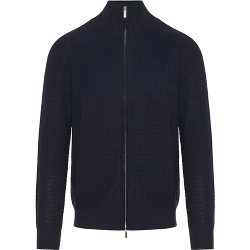 Wollmischung Cardigan Reißverschluss Front Design , Herren, Größe: M - Emporio Armani - Modalova