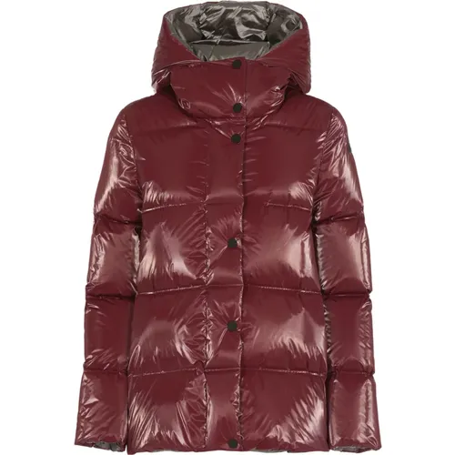 Bordeaux Gesteppte Jacke mit Kapuze , Damen, Größe: XS - RRD - Modalova