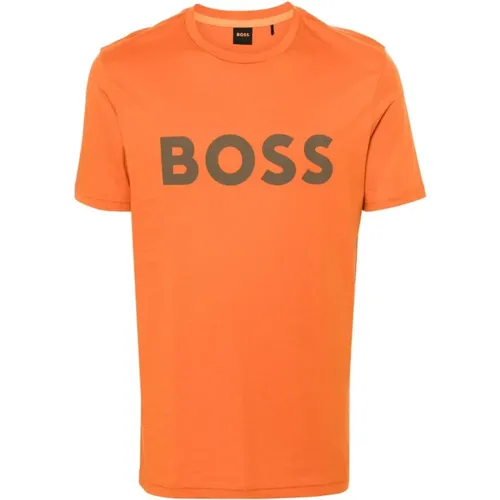 Boss , Baumwoll-Jersey-Logo-Print-T-Shirt , Herren, Größe: S - Boss Orange - Modalova