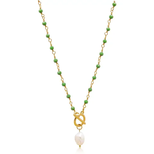 Grüne CZ Wrap Halskette mit Perle - Nialaya - Modalova