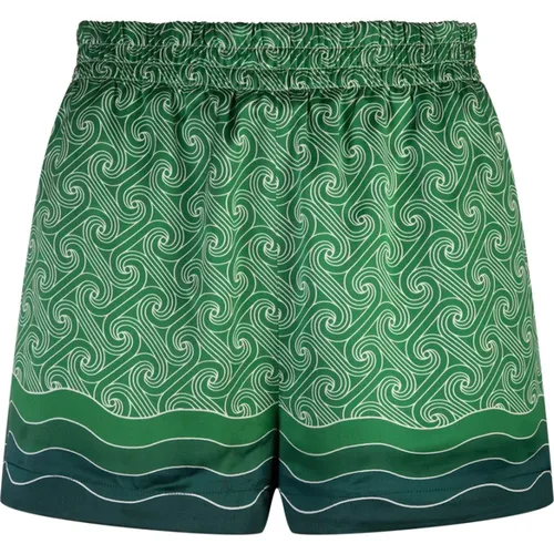 Silk Shorts with Memphis Wave Hem , female, Sizes: S - Casablanca - Modalova