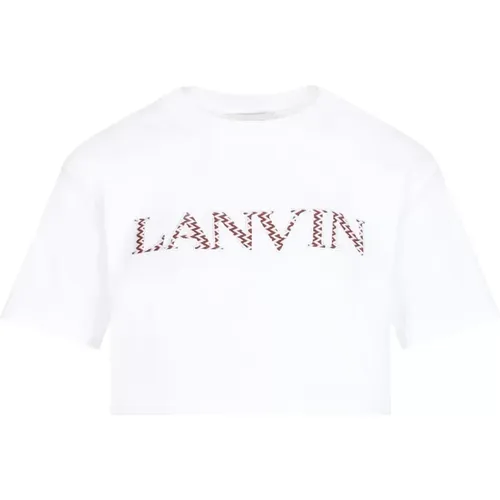 Weiße Baumwollbestickte Crop-T-Shirt - Lanvin - Modalova