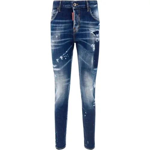 Slim Fit Blaue Jeans , Damen, Größe: 2XS - Dsquared2 - Modalova