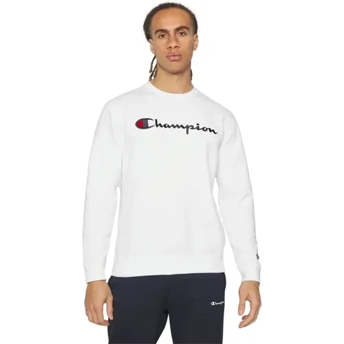 Weißer Bestickter Logo-Rundhalsausschnitt-Sweatshirt - Champion - Modalova