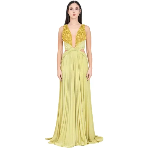 Cedar Red Carpet Jersey Lurex Dress , female, Sizes: 2XL, L, XL, M - Elisabetta Franchi - Modalova