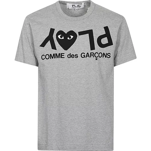 Logo Baumwoll T-shirt Grau Polos , Herren, Größe: L - Comme des Garçons - Modalova