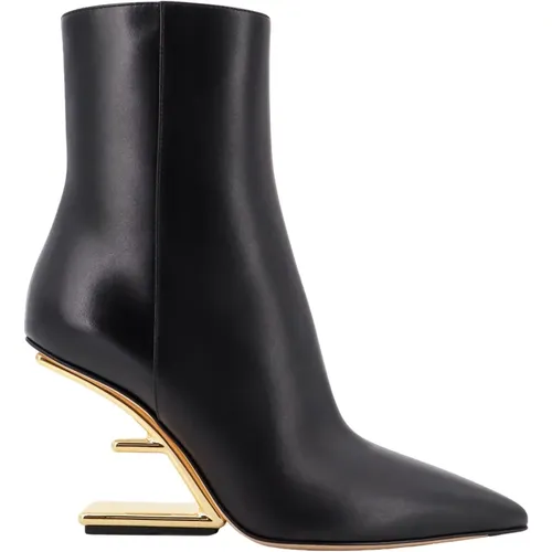 Leather Ankle Boots with Zipper , female, Sizes: 7 UK - Fendi - Modalova