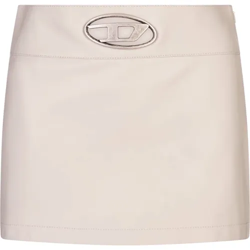 Leather Short Skirt L-Dixy , female, Sizes: L - Diesel - Modalova