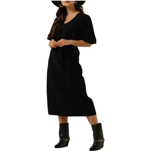 Elegantes V-Ausschnitt Midi-Kleid , Damen, Größe: L - Object - Modalova