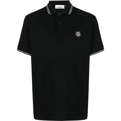 Schwarzes Polo-Shirt mit Compass Patch Logo , Herren, Größe: M - Stone Island - Modalova