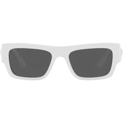 White/Grey Sunglasses , male, Sizes: 53 MM - Versace - Modalova