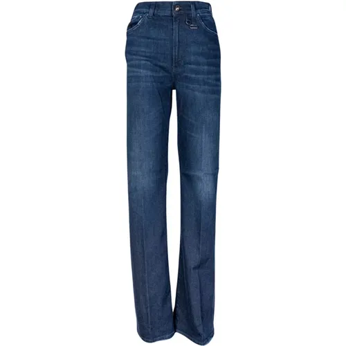 Womens Wide Leg Jeans with Jewel Button Detail , female, Sizes: W30 - Dondup - Modalova