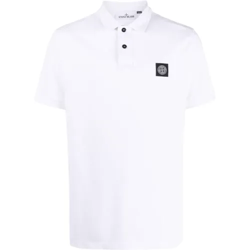 Weißes Baumwoll-Patch-Kompass-Polo , Herren, Größe: M - Stone Island - Modalova