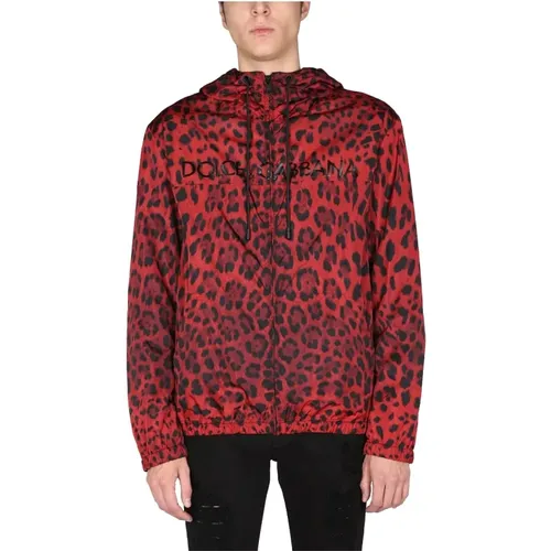Jacket With Animal Print , male, Sizes: L - Dolce & Gabbana - Modalova